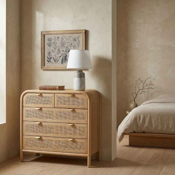 CÓMODA MADERA RATÁN MARRÓN 80X40X81CM