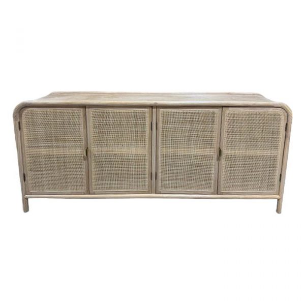 APARADOR MADERA RATÁN MARRÓN 180X40X82CM