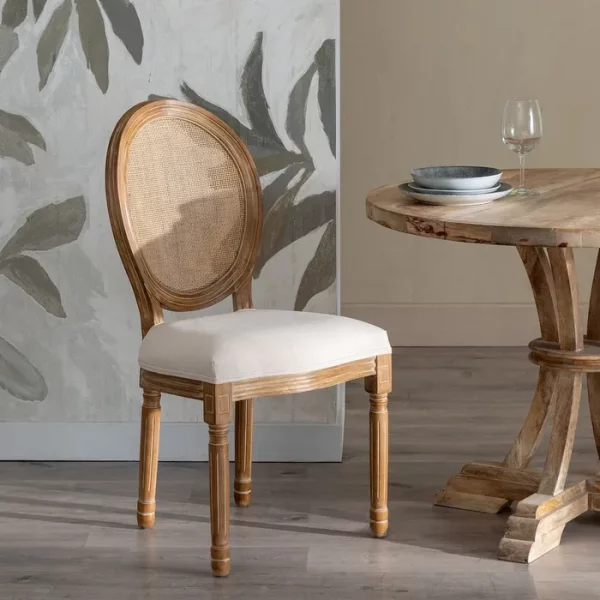 SILLA NATURAL-BLANCO MADERA-RATÁN SALÓN 44 X 46 X 95 CM