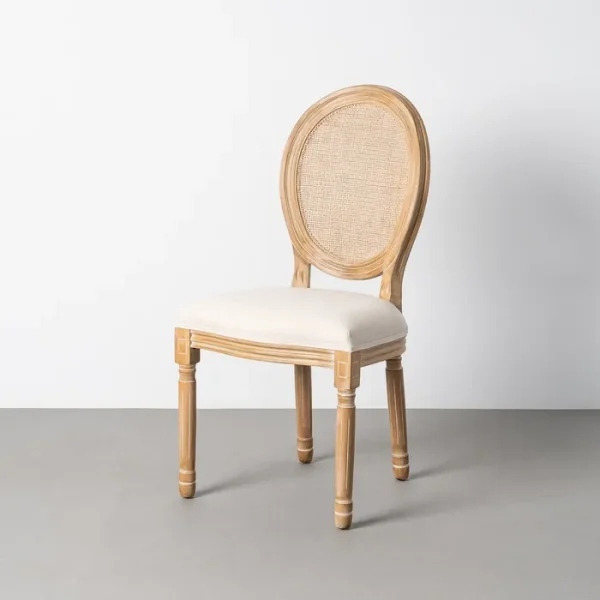 SILLA NATURAL-BLANCO MADERA-RATÁN SALÓN 44 X 46 X 95 CM