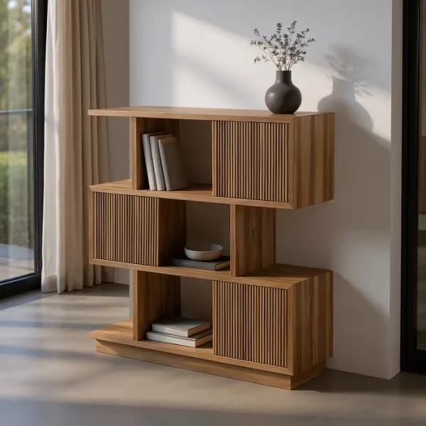 MUEBLE AUXILIAR NATURAL MADERA DE TECA 116 X 35 X 129 CM