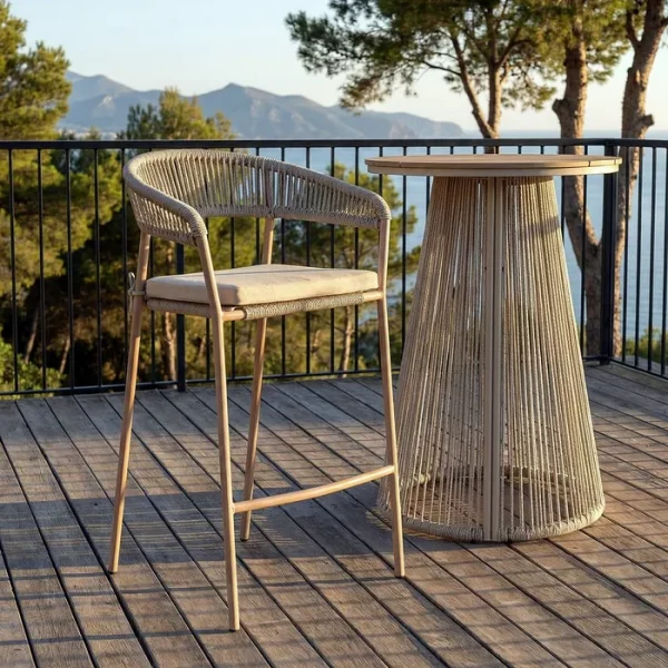 TABURETE APILABLE ACERO-RATTÁN PE 59 X 58 X 100,50 CM