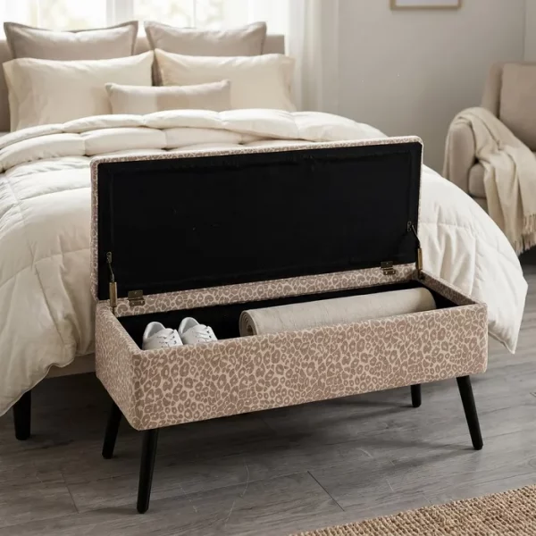BANCO BAÚL CREMA-BEIGE DM-TEJIDO 100 X 40 X 44 CM