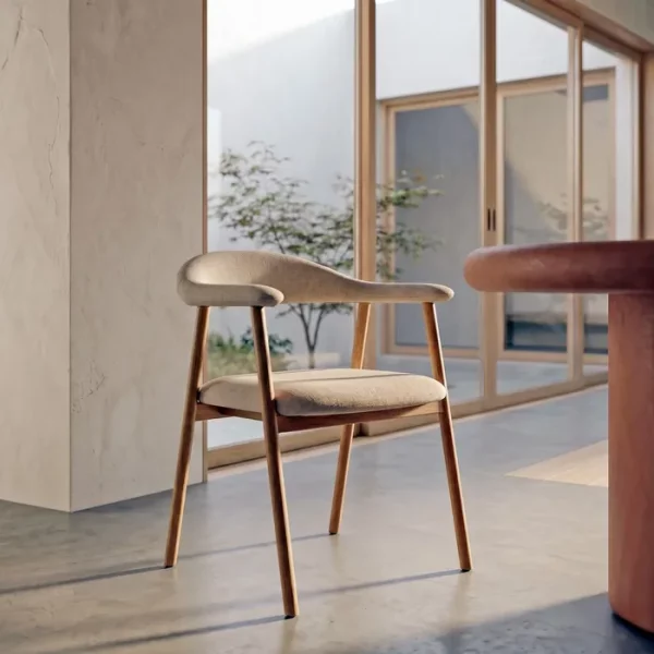 SILLA BRAZOS CREMA TEJIDO-METAL CONTRACT 56 X 50,50 X 76 CM