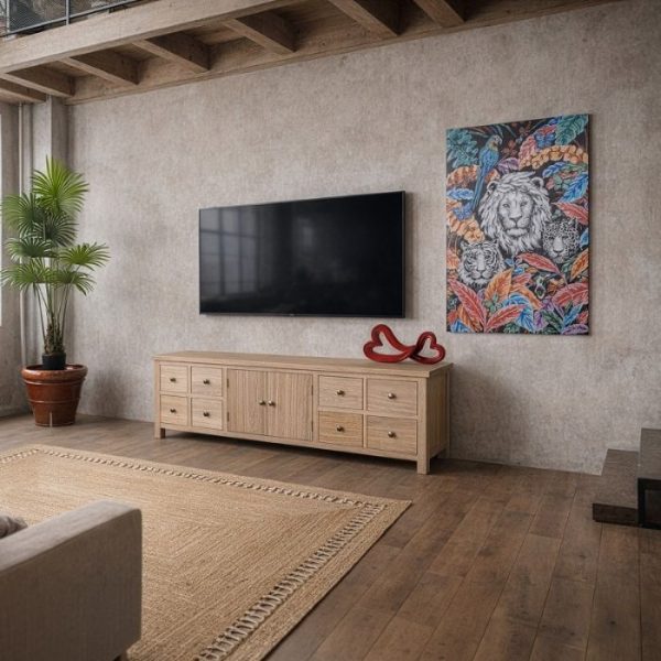 MESA TV MADERA NATURAL DM 133X25,5X50,5CM PAULOWNIA