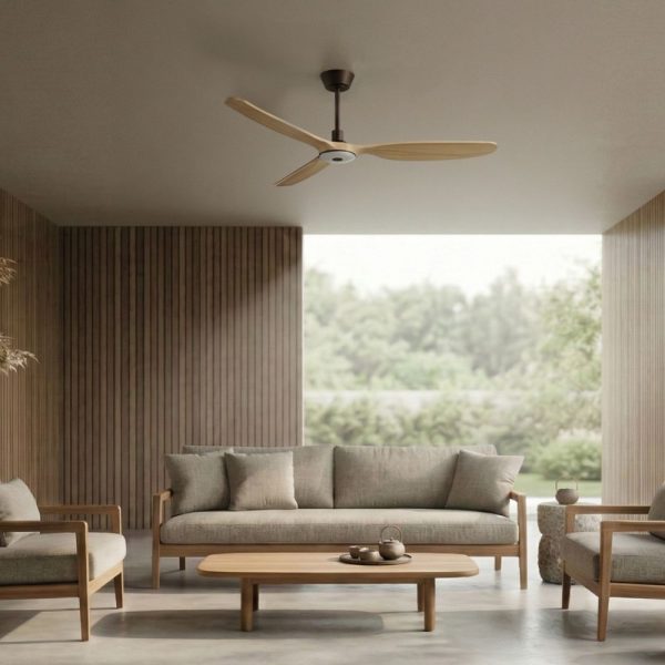VENTILADOR SULION BALCONY NEO LED XL MARRÓN MADERA CLARA