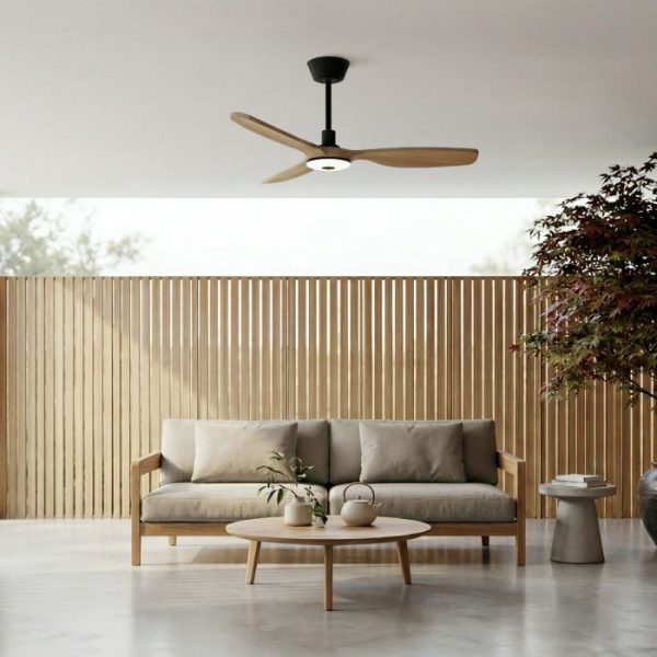 VENTILADOR SULION BALCONY NEO LED NEGRO MADERA MEDIA