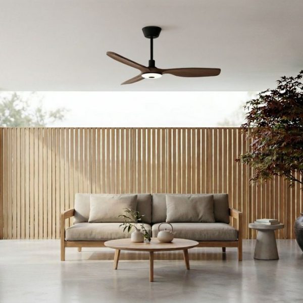 VENTILADOR SULION BALCONY NEO LED NEGRO MADERA OSCURA