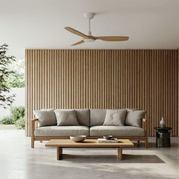 VENTILADOR SULION BALCONY NEO LED BLANCO MADERA MEDIA