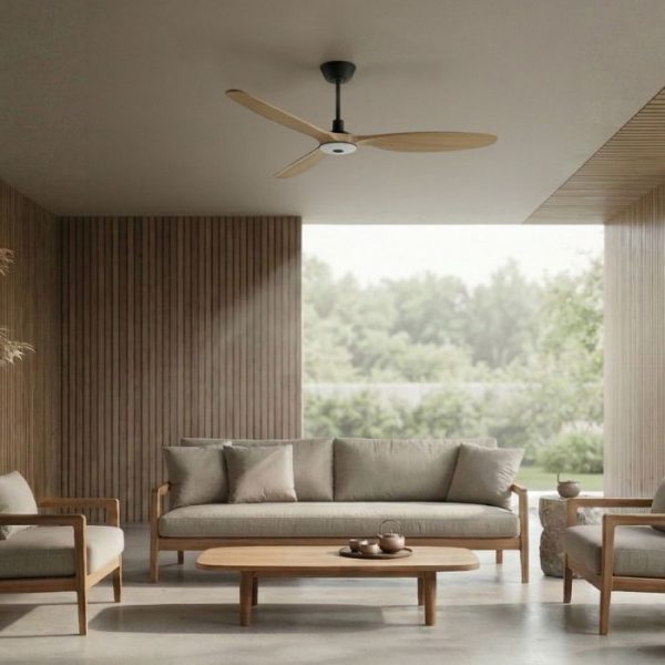 VENTILADOR SULION BALCONY NEO LED XL NEGRO MADERA CLARA