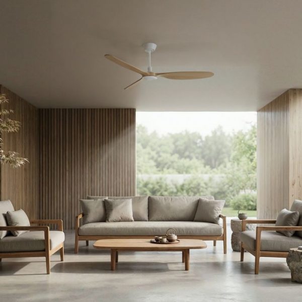 VENTILADOR SULION BALCONY NEO LED XL BLANCO MADERA CLARA