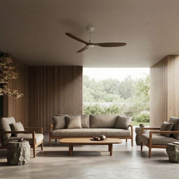 VENTILADOR SULION BALCONY NEO LED XL BLANCO MADERA OSCURA