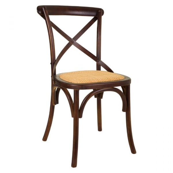 SILLA MADERA Y RATÁN MARRÓN 44X42X88CM