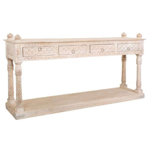 RECIBIDOR MADERA MANGO BEIGE 196X46X97CM