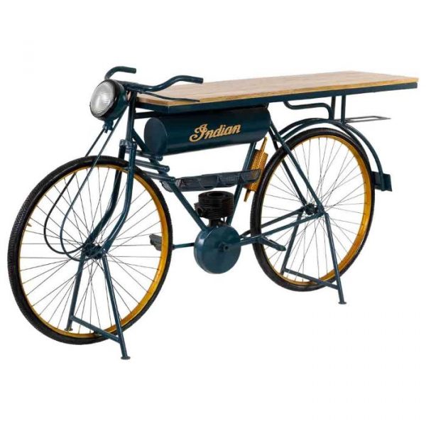 BARRA BOTELLERO CON RUEDAS MADERA MANGO 180X38X105CM