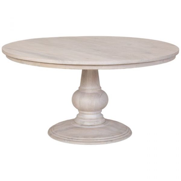 MESA COMEDOR MADERA MANGO BLANCA 150X150X76CM