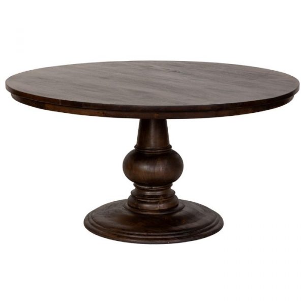 MESA COMEDOR MADERA MANGO MARRÓN 150X150X77CM