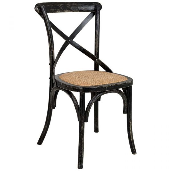 SILLA MADERA Y RATÁN NEGRO 44X42X88CM