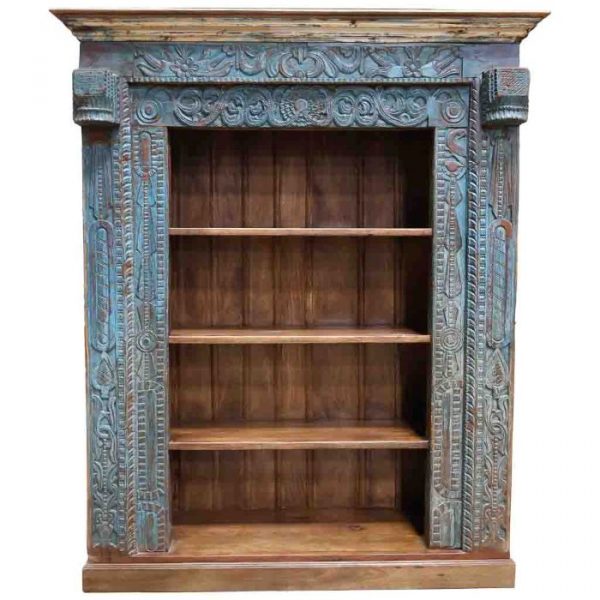 ESTANTERÍA LIBRERÍA MADERA MACIZA AZUL 180X55X217CM