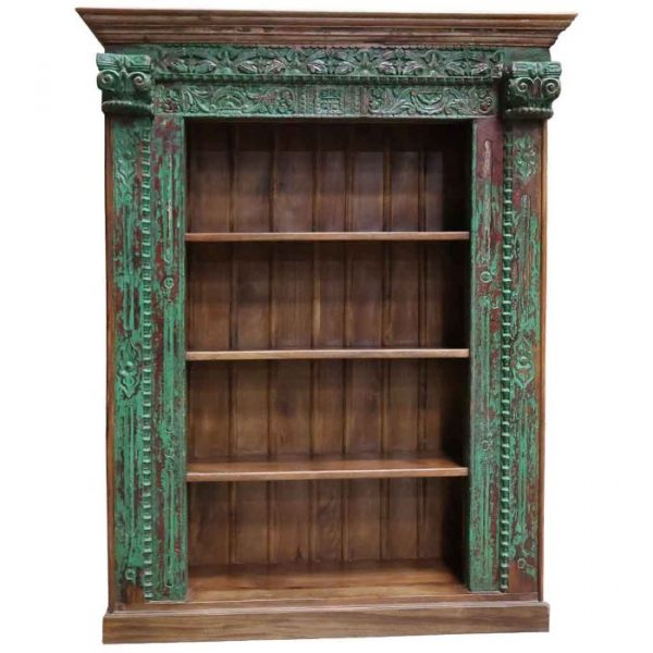 ESTANTERÍA LIBRERÍA MADERA MACIZA VERDE 163X53X213CM