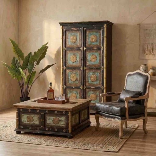 MESA CENTRO MADERA MANGO NEGRA 100X100X47CM