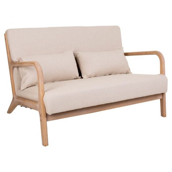 SOFÁ MADERA TAPIZADO CREMA 122X85X74CM