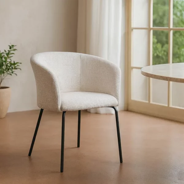SILLA CREMA TEJIDO-METAL SALÓN 61 X 56 X 77,50 CM