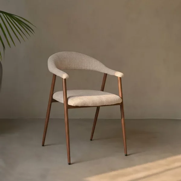 SILLA BEIGE TEJIDO-METAL 56 X 57 X 78 CM