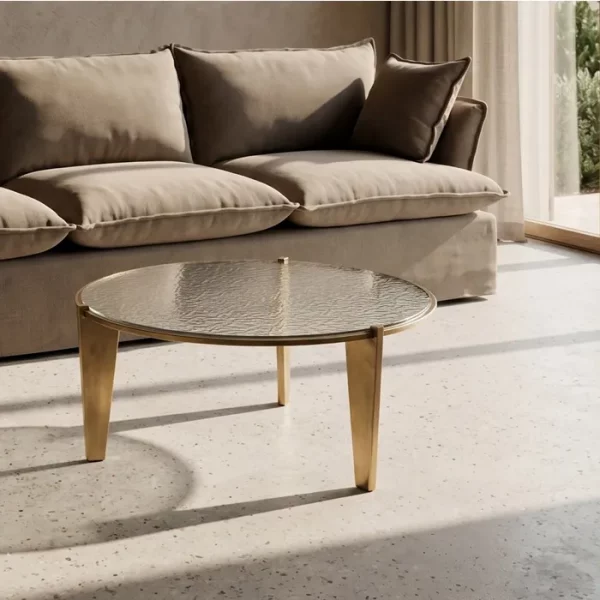 MESA CENTRO ORO VIEJO CRISTAL-METAL 79 X 79 X 37,50 CM