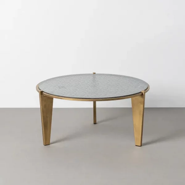 MESA CENTRO ORO VIEJO CRISTAL-METAL 79 X 79 X 37,50 CM