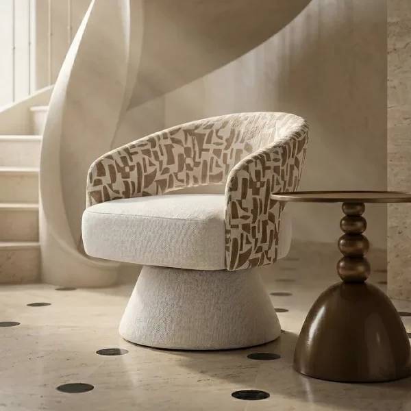 SILLÓN GIRATORIO CREMA-BEIGE 71 X 68 X 72 CM
