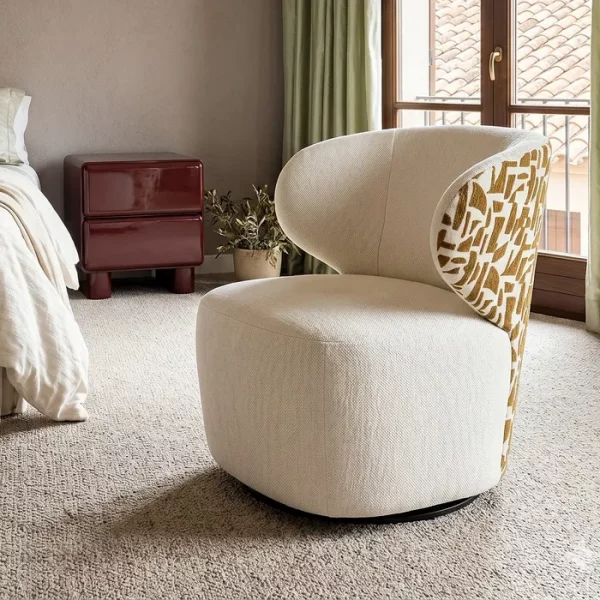 SILLÓN BITEJIDO CREMA-OCRE TEJIDO-MADERA 73 X 68 X 74 CM