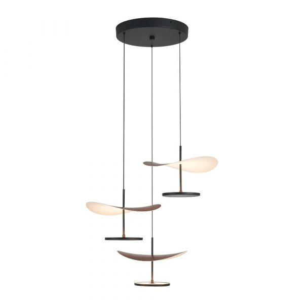 COLGANTE LED ABISAL 3L 32W NEGRO Y MADERA 9661 MANTRA