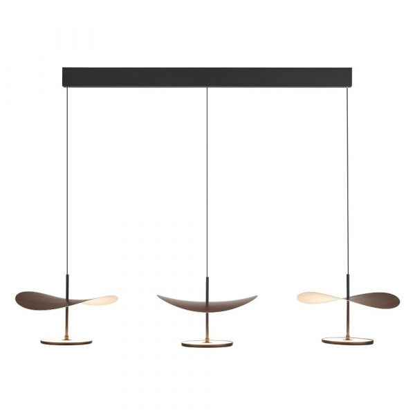 COLGANTE LED ABISAL 3L LINEA 32W NEGRO Y MADERA 9660 MANTRA