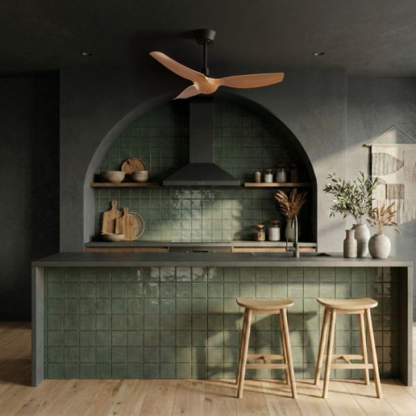 SULION IVY NEO S VENTILADOR NEGRO MADERA CON LUZ IP44