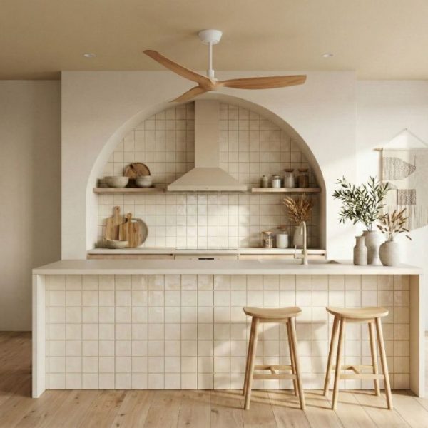 SULION IVY NEO S VENTILADOR BLANCO MADERA SIN LUZ IP44