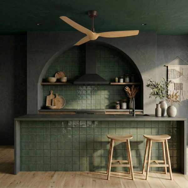 SULION IVY NEO L VENTILADOR MARRÓN MADERA CON LUZ IP44