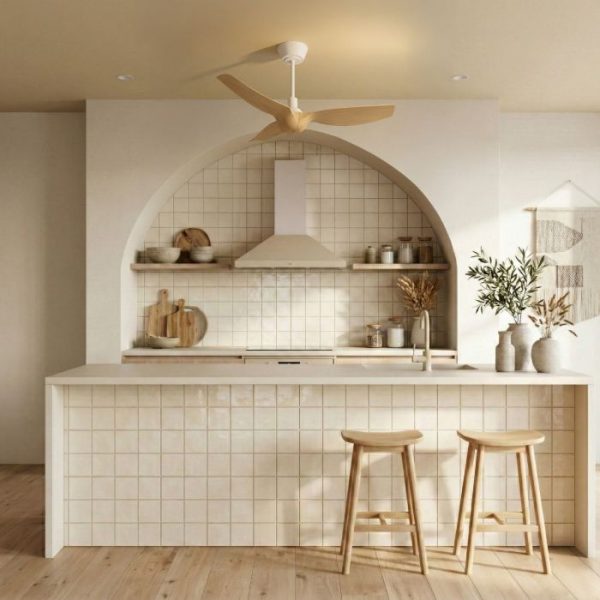 SULION IVY NEO S VENTILADOR BLANCO MADERA CON LUZ IP44