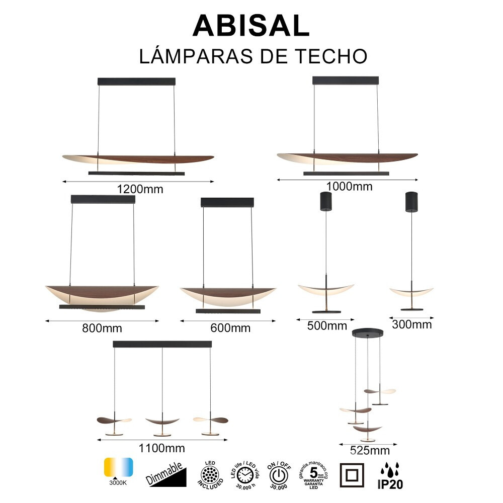 LAMPARA LED ABISAL 40W NEGRO Y MADERA 9655 MANTRA - Imagen 8