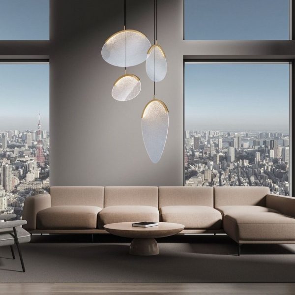 LAMPARA LED OASIS 54W ORO 4 COLGANTES 9646 MANTRA