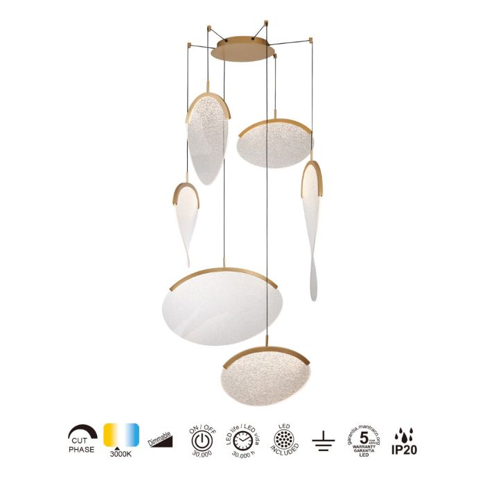 LAMPARA LED OASIS 80W ORO 6 COLGANTES 9644 MANTRA - Imagen 4