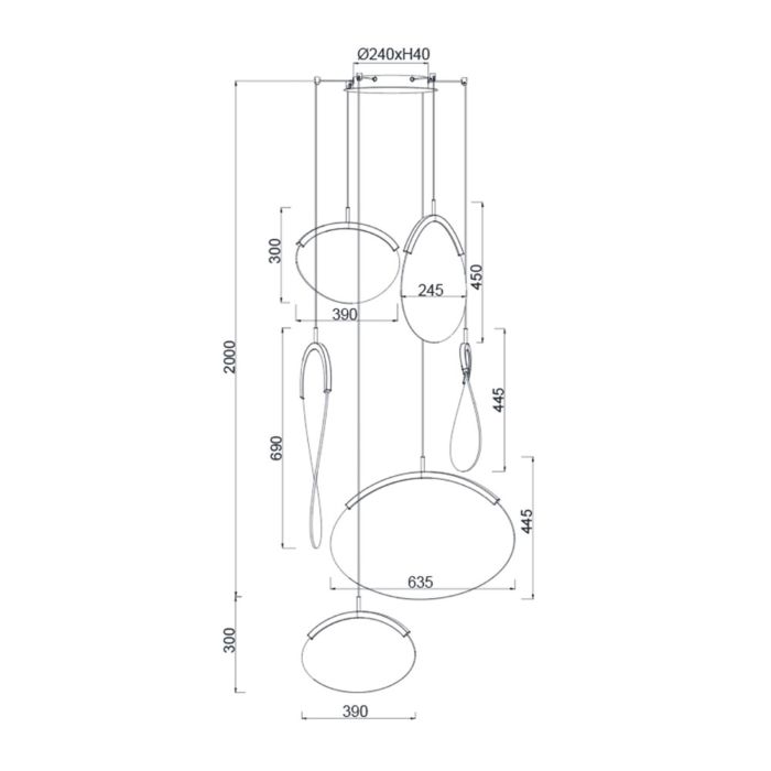 LAMPARA LED OASIS 80W ORO 6 COLGANTES 9644 MANTRA - Imagen 6