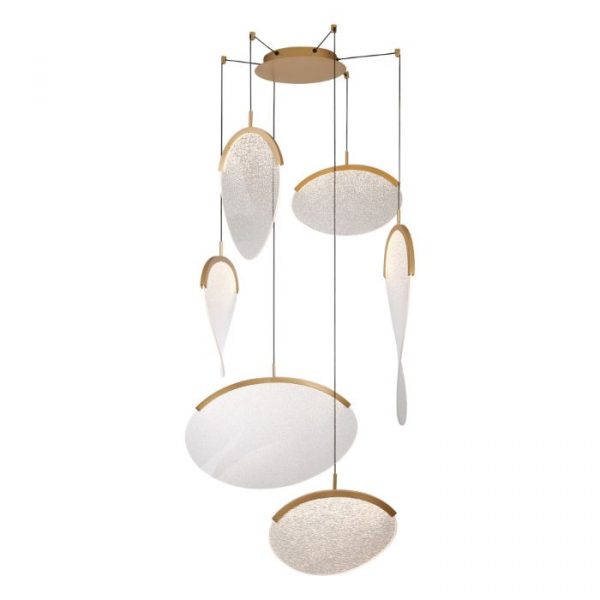 LAMPARA LED OASIS 80W ORO 6 COLGANTES 9644 MANTRA
