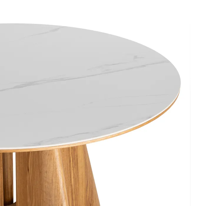 MESA COMEDOR BEIGE-MARRÓN DM-CERÁMICA 120 X 120 X 75 CM - Imagen 2