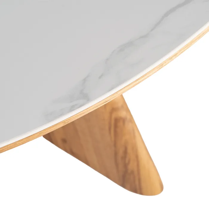 MESA COMEDOR BEIGE-MARRÓN DM-CERÁMICA 120 X 120 X 75 CM - Imagen 3