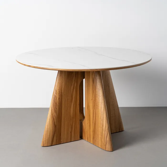 MESA COMEDOR BEIGE-MARRÓN DM-CERÁMICA 120 X 120 X 75 CM - Imagen 8
