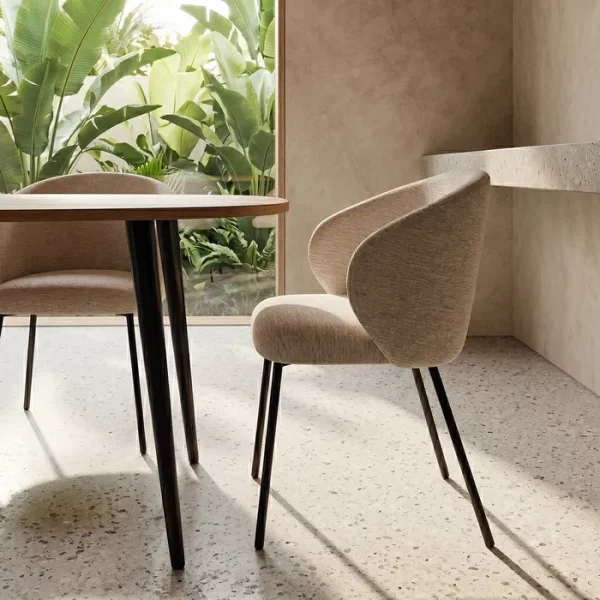 SILLA BEIGE TEJIDO-METAL CONTRACT 56,50 X 56 X 74,50 CM
