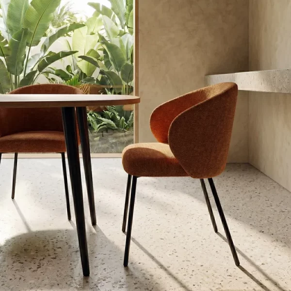 SILLA MARRÓN TEJIDO-METAL CONTRACT 56,50 X 56 X 74,50 CM