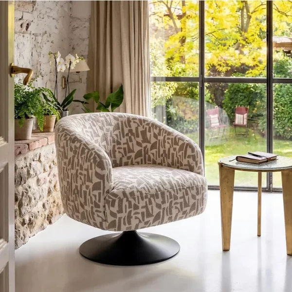SILLÓN GIRATORIO CREMA-BEIGE 73 X 80 X 73 CM