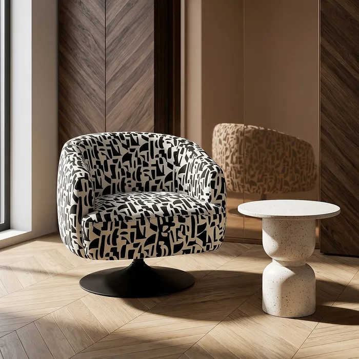 SILLÓN GIRATORIO NEGRO-BLANCO 73 X 80 X 73 CM
